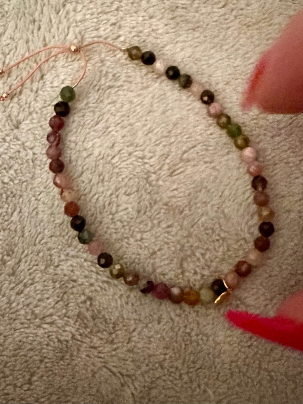 Multi Color Tourmaline Faceted Gemstone Bolo Bracelet Rose Gold